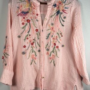 Embroidered Pink Women's Top